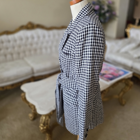 Reformation Black and White Gingham Linen Blazer - Picture 2 of 8